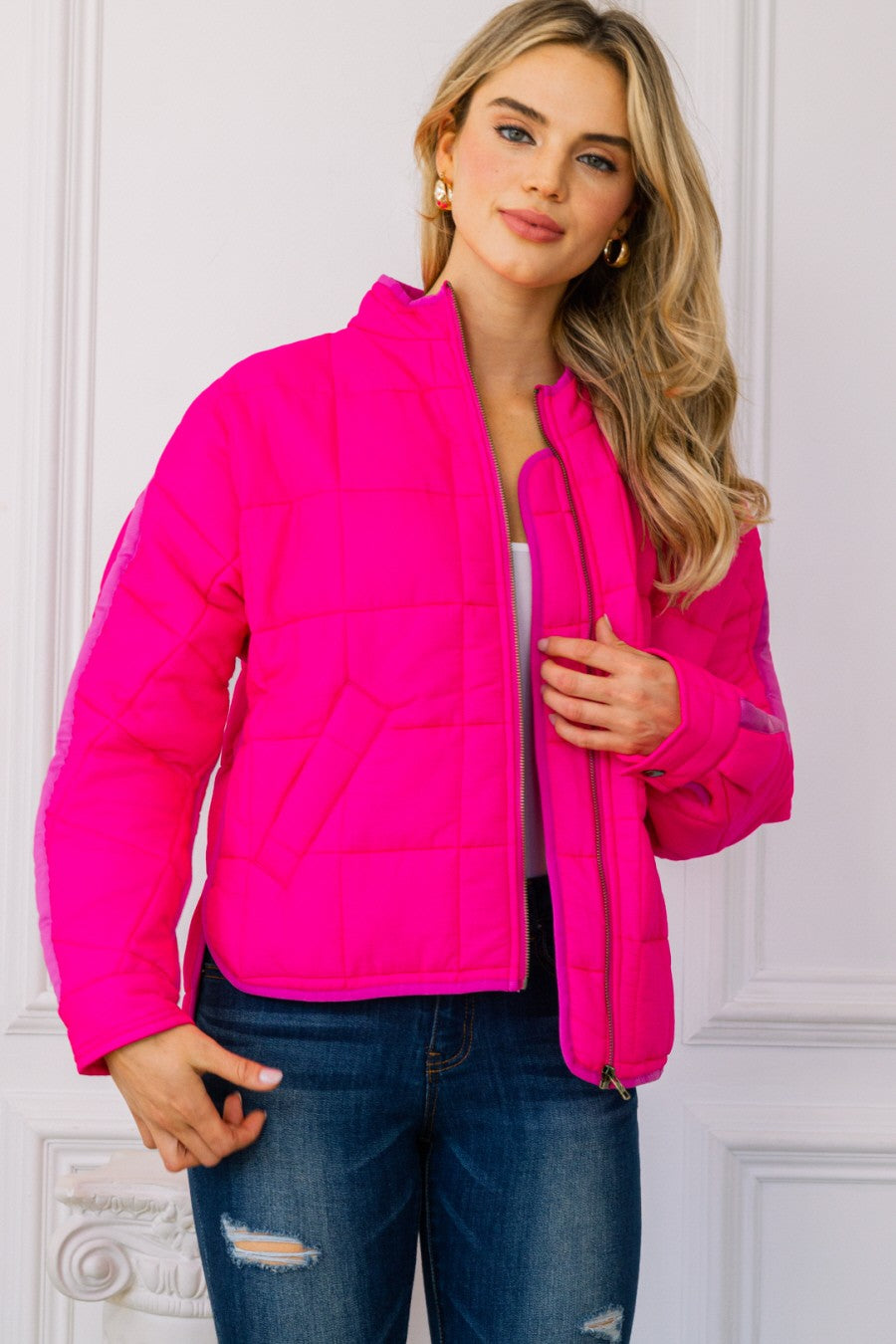 Solid Quilted Padded Jacket