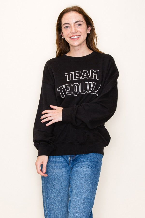 Premium Wash Graphic Sweatshirt "Team Tequilla"