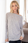SPRING CLEAN Long Sleeve Heathered Solid Knit Top