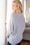 Long Sleeve Heathered Solid Knit Top - Curvy Size