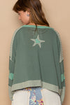 SPRING CLEAN POL Star Patch Long Sleeve Cropped Knit Top - 2 Colors