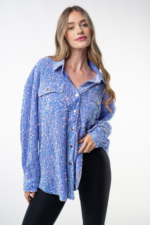 Long Sleeve Sequin Knit Top - 2 Colors