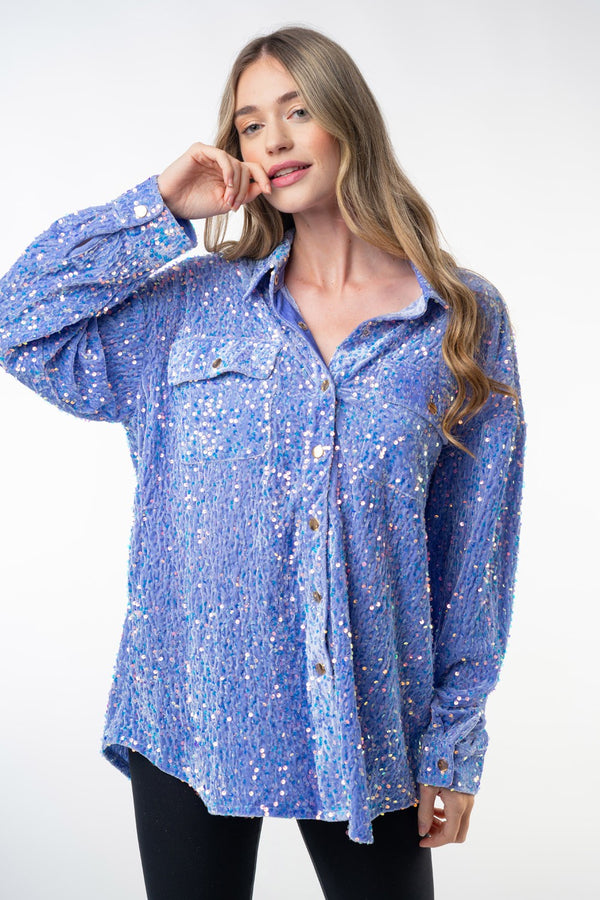 Long Sleeve Sequin Knit Top - 2 Colors