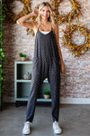Brushed Check Textured Drop Crotch Jumpsuit