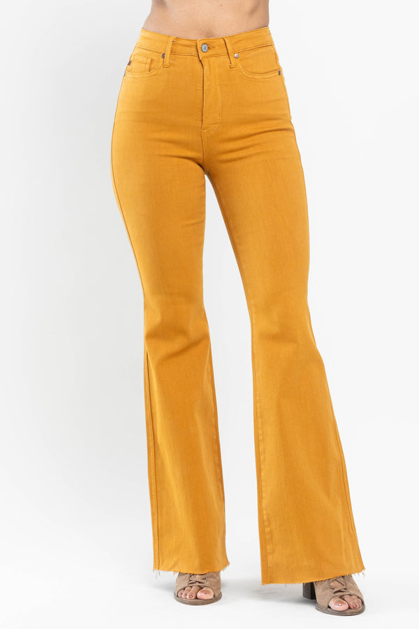 Judy Blue HW Tummy Control Marigold Dyed Flare