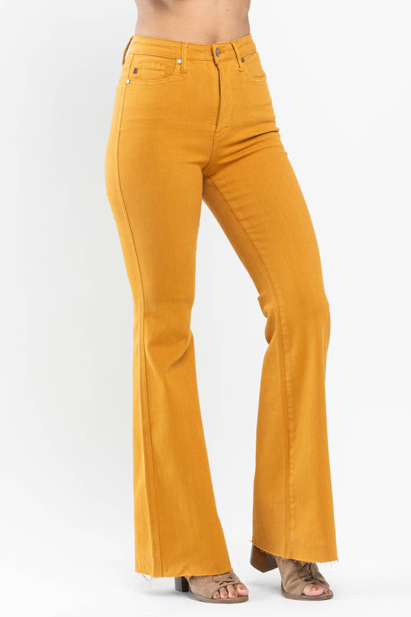 SALE Judy Blue HW Tummy Control Marigold Dyed Flare