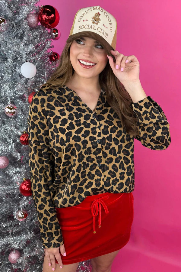 Christmas Cookie Social Club Corduroy Hat - Blush & Cactus