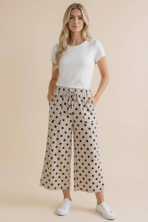 Plus Elastic Waist Polka Dot Pants - Blush & Cactus