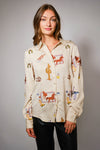 Western Embroidered Shirt - Blush & Cactus