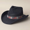American Flag Rhinestone Band Straw Cowboy Adjustable Hat