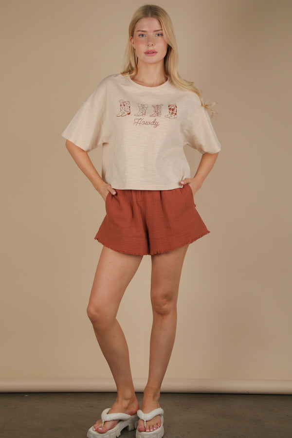 Very J Oversized Screen Print Graphic Casual Knit T Shirt