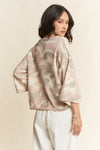 Davi & Dani Military Print Knit Long Sleeves Loose Fit Top