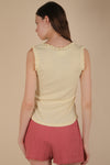Very J Bow Trim Ruffled Knit Tank Top