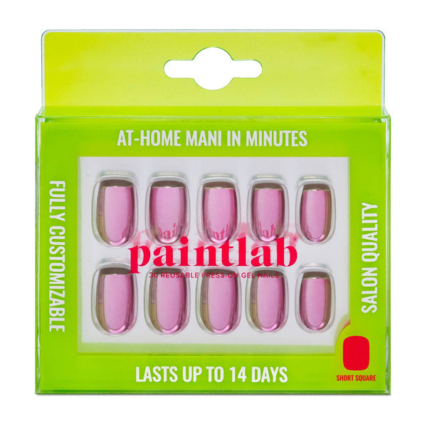 PaintLab Rose Chrome Nails Press On Nails - Blush & Cactus