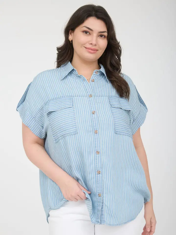 Denim Days Pinstripe Top - Curvy Size