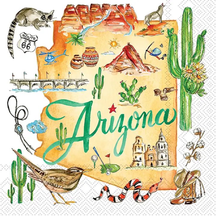 Paper Cocktail Napkins Az State Collection Arizona - Blush & Cactus