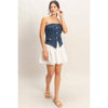 Nashville Nights Denim Strapless Top - Blush & Cactus
