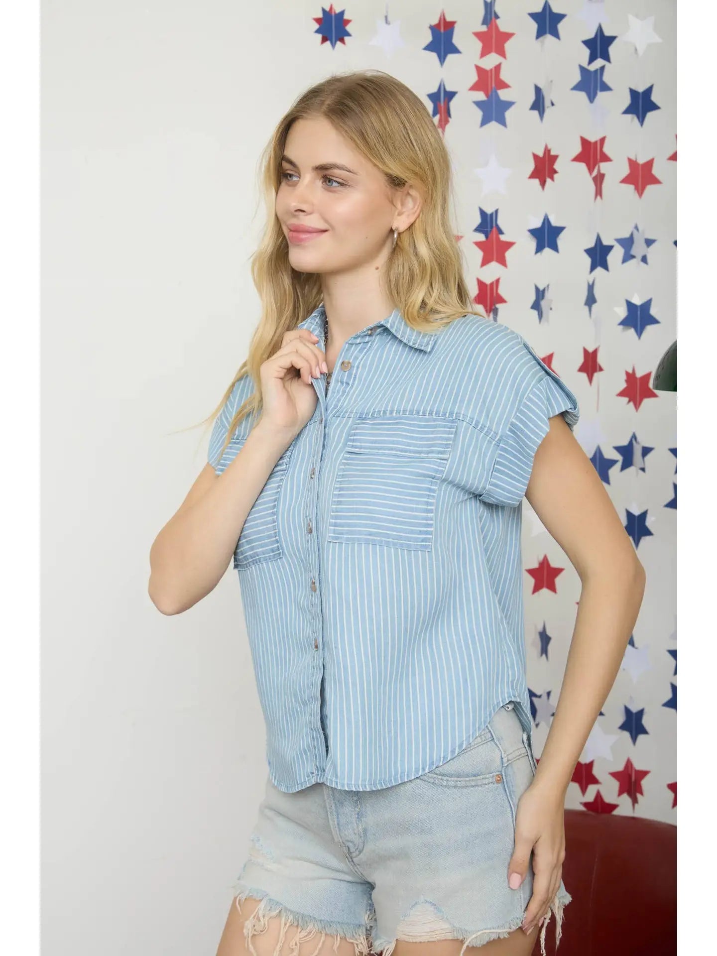 Denim Days Pinstripe Top