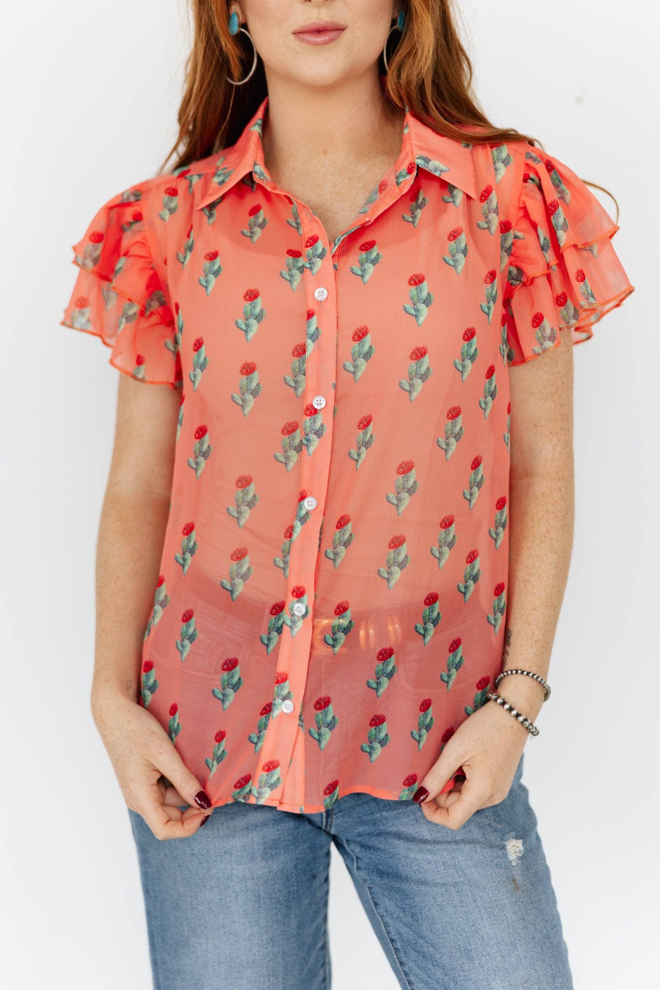 Cactus Coral Sunset Top