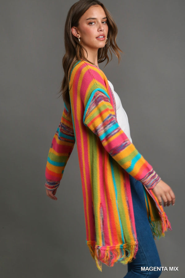 Multi Stripe Cardigan Sweater