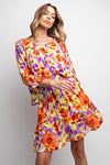 Sale Easel Floral Print Gauze Woven Dress - Blush & Cactus