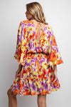 Sale Easel Floral Print Gauze Woven Dress - Blush & Cactus