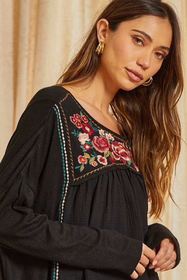 Embroidery Mix Media Top