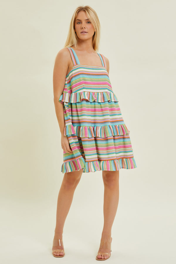 SALE Striped Tiered Dress