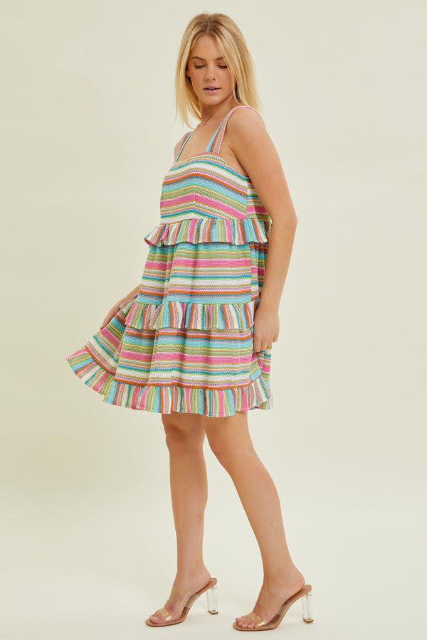 SALE Striped Tiered Dress