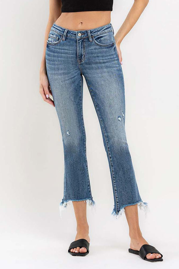 SALE Vervet Mid Rise Distressed Crop Bootcut Jeans