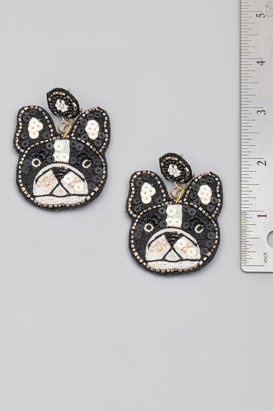 Bulldog Beaded Earrings