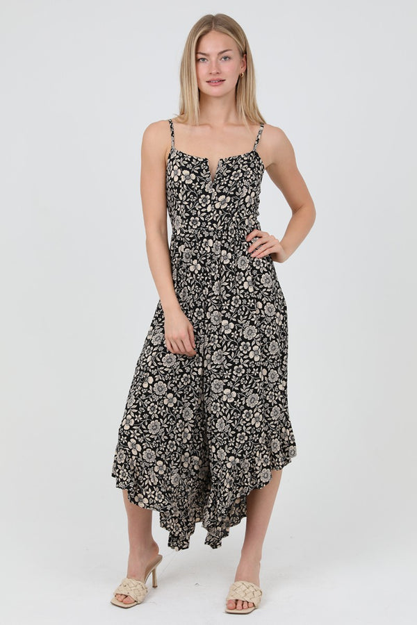 SALE Angie Notch Neck Wide Leg Angled Hem Jumpsuit