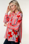 White Birch Long Sleeve Color Block Woven Top - Curvy Size