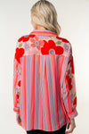 White Birch Long Sleeve Color Block Woven Top - Curvy Size