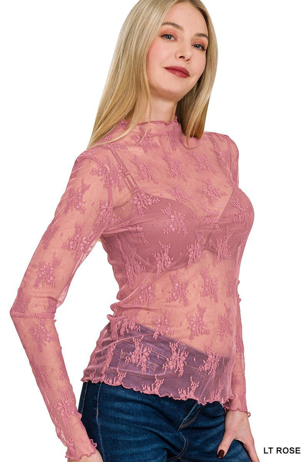 Lace Layering Top - Blush & Cactus