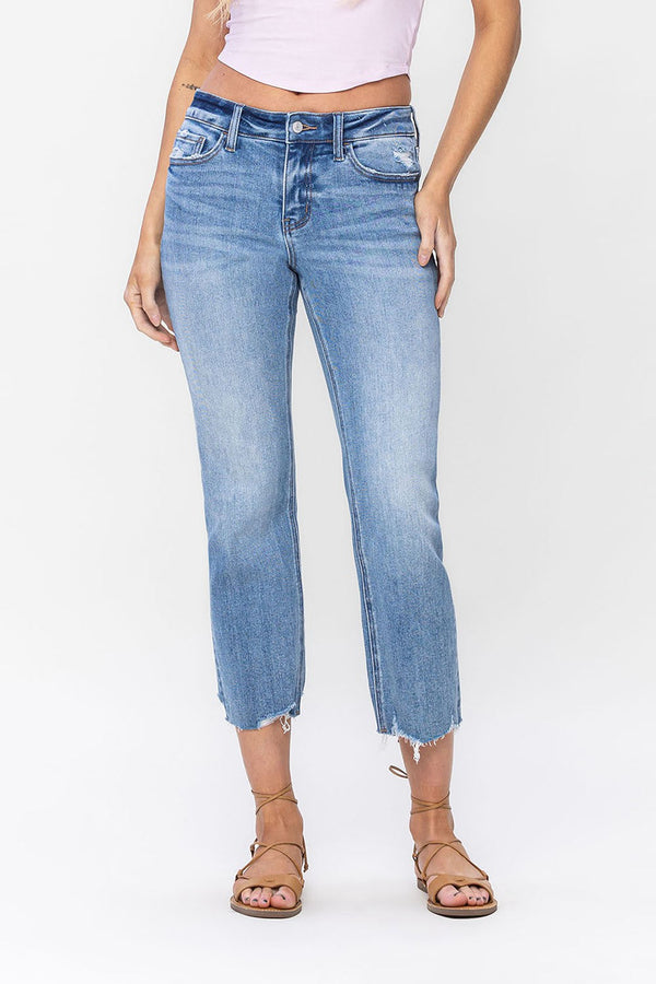 Vervet Mid Rise Regular Cropped Straight Jeans - Curvy Size