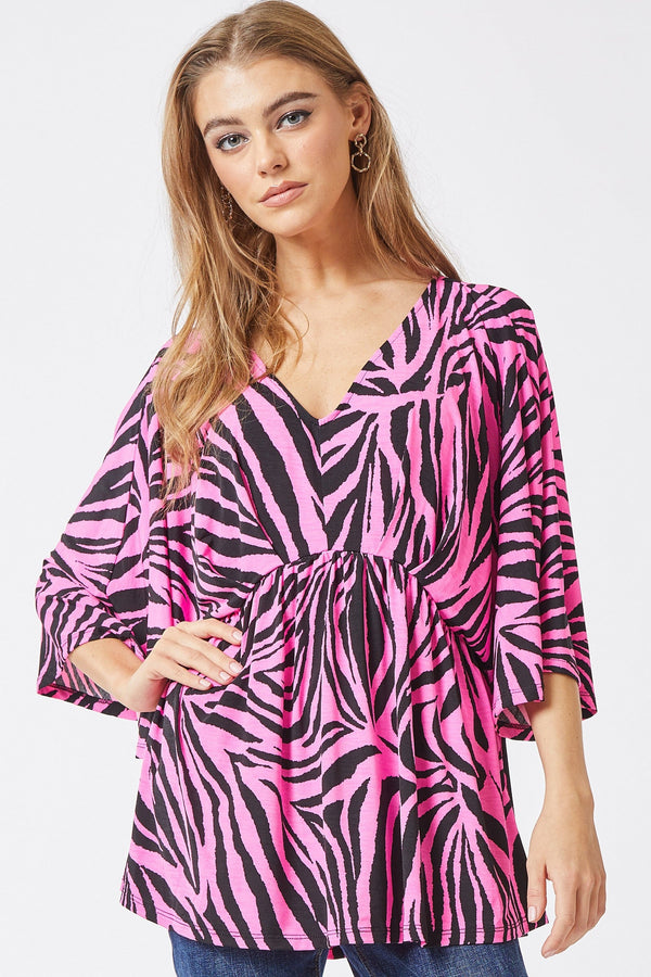 Print Wrinkle Free Top - Curvy Size