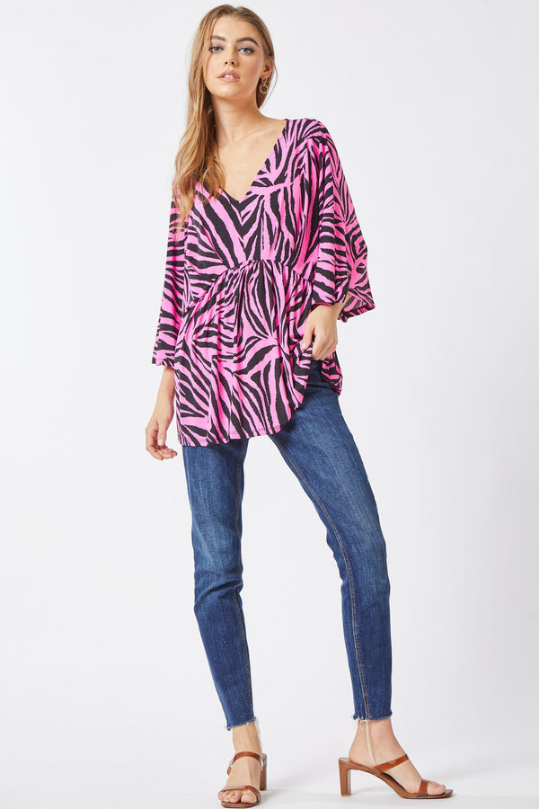 Print Wrinkle Free Top - Curvy Size