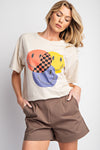 Bedazzled Smiley Face Cotton Jersey Knit Top