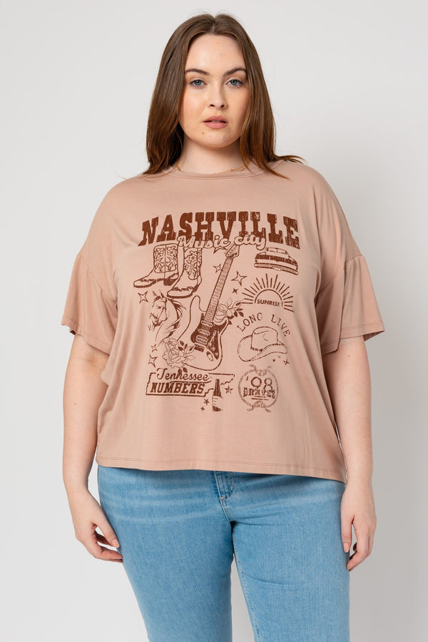 Short Sleeve Nashville Graphic Top - Curvy Size