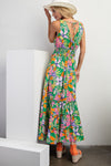 Tropical Print Peach Blossom Maxi Dress