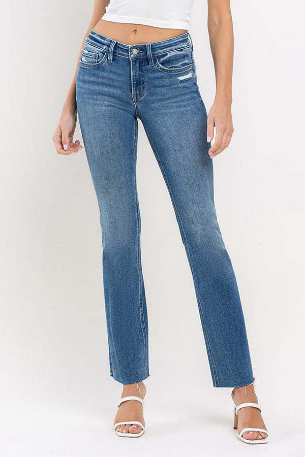 Vervet Mid Rise Clean Cut Hem Bootcut Jeans - Curvy Size