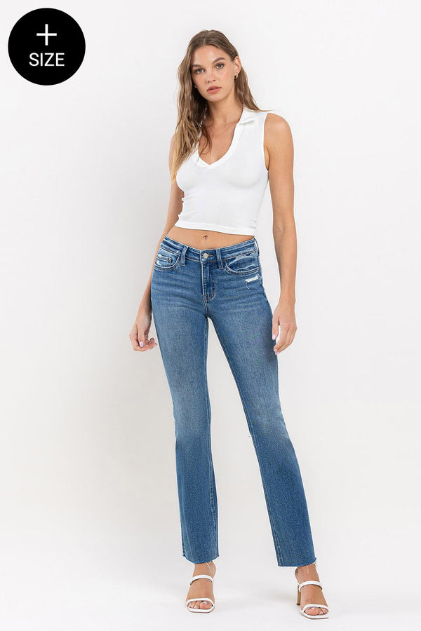 Vervet Mid Rise Clean Cut Hem Bootcut Jeans - Curvy Size
