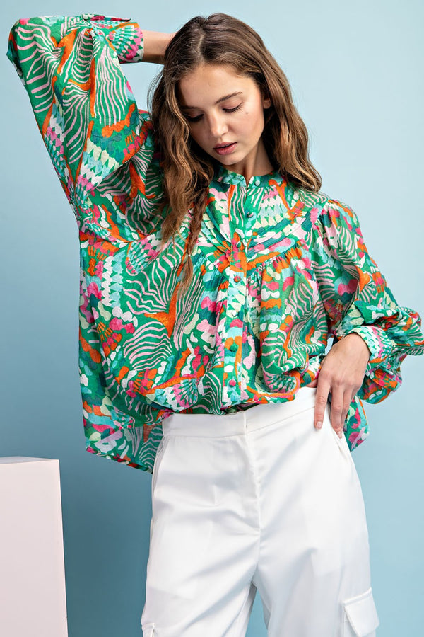 eesome - Printed Bubble Sleeve Top