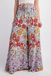 Flare Wide and Waist Smocked Long Pants