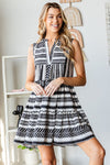 First Love Ethnic Print Sleeveless Tiered Woven Short Dress - Curvy Size