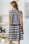 First Love Ethnic Print Sleeveless Tiered Woven Short Dress - Curvy Size