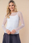 Heart Jacquard Long Sleeve Solid Knit Top - 2 Colors - Curvy Size