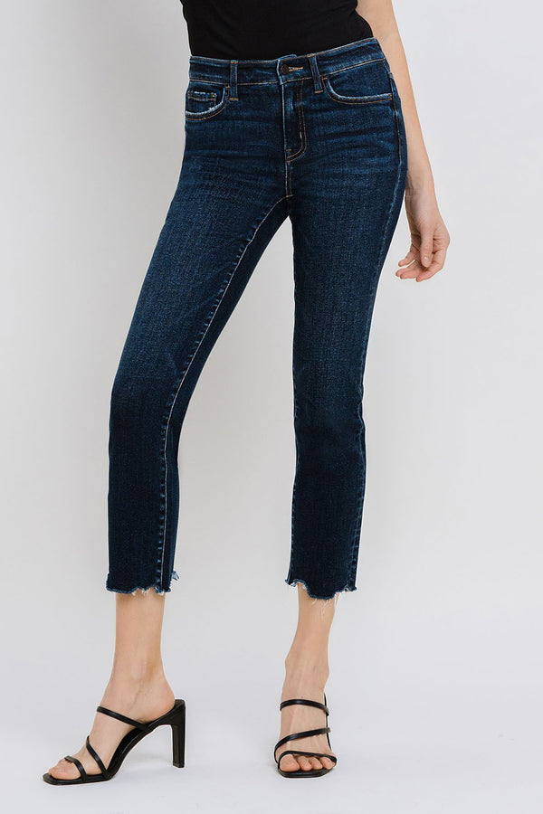 Vervet Mid Rise Crop Slim Straight Jeans - Curvy Size