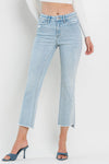 Flying Monkey High Rise Slant Raw Hem Crop Flare Jeans